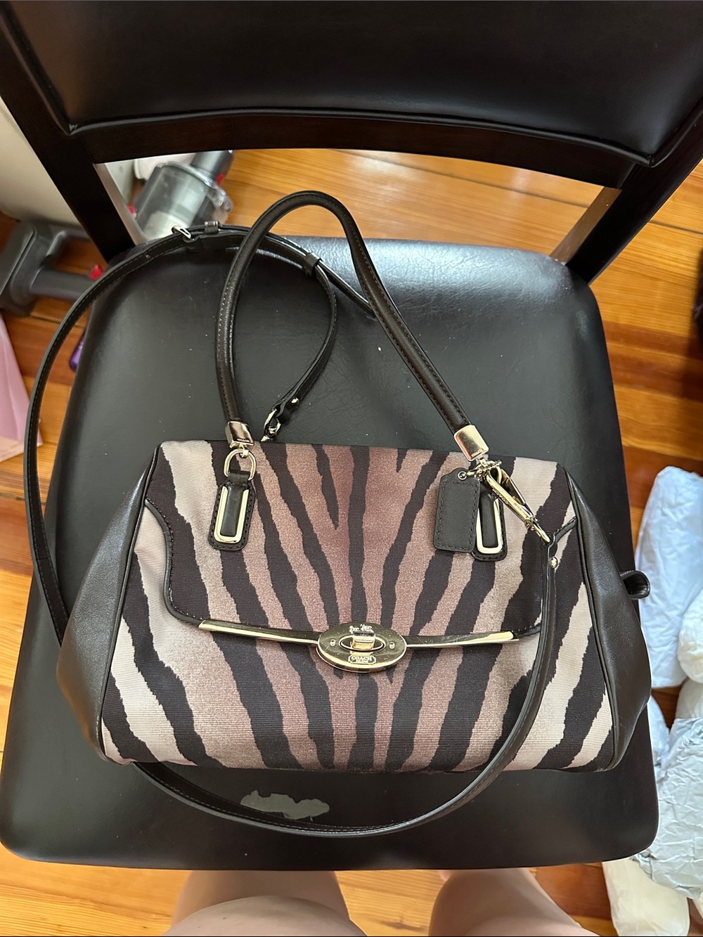 Coach vintage Zebra-Print Satchel Handbag - Brown/Black